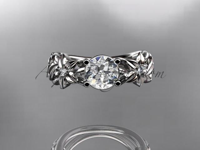 14kt white gold diamond floral wedding ring, engagement ring ADLR216 - AnjaysDesigns