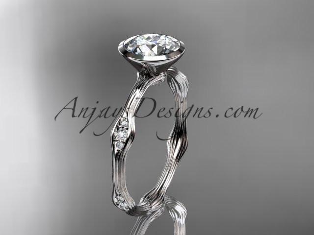 Platinum diamond vine wedding ring, engagement ring with "Forever One" Moissanite center stone ADLR21A - AnjaysDesigns