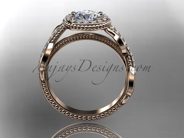14kt rose gold diamond unique engagement ring, wedding ring ADLR229 - AnjaysDesigns