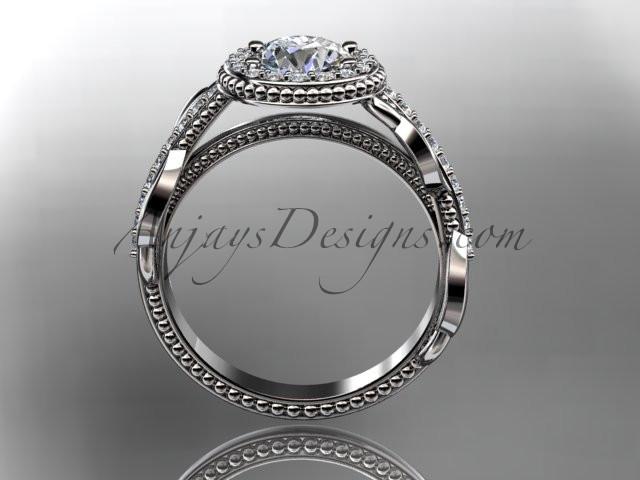 Platinum diamond unique engagement ring, wedding ring with a "Forever One" Moissanite center stone ADLR229 - AnjaysDesigns