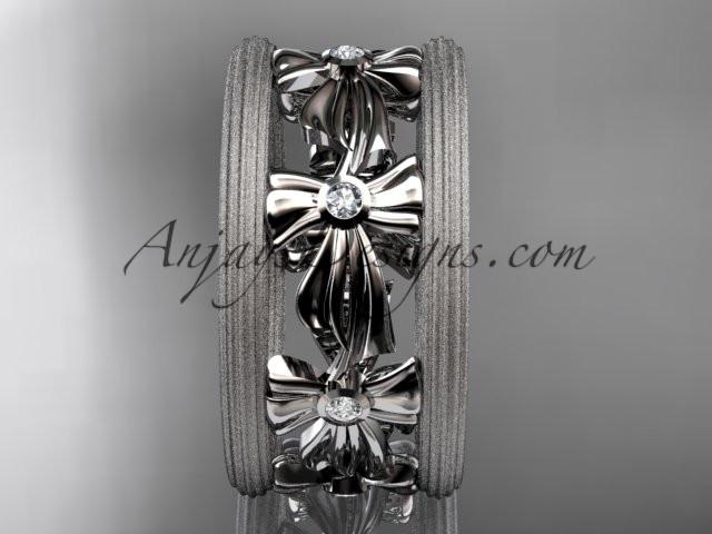 14kt white gold bow wedding ring, engagement ring ADLR236 - AnjaysDesigns