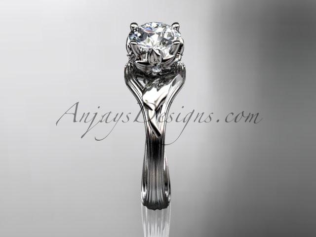 14kt white gold diamond flower, leaf and vine wedding ring, engagement ring ADLR240 - AnjaysDesigns