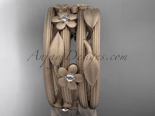 14kt rose gold diamond leaf and vine, floral wedding ring, engagement ring ADLR242B - AnjaysDesigns