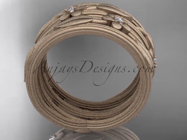 14kt rose gold diamond leaf and vine, floral wedding ring, engagement ring ADLR242B - AnjaysDesigns