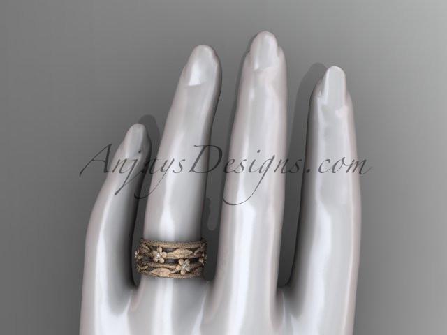 14kt rose gold diamond leaf and vine, floral wedding ring, engagement ring ADLR242B - AnjaysDesigns