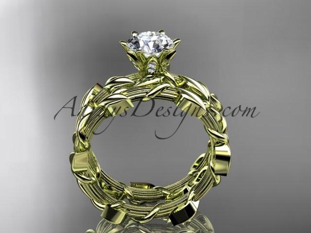 Unique 14kt yellow gold diamond floral engagement set with a "Forever One" Moissanite center stone ADLR248S - AnjaysDesigns
