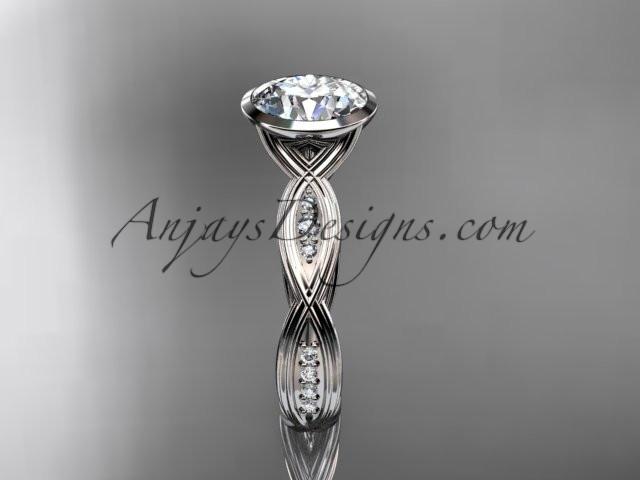 Platinum diamond wedding ring,engagement ring with "Forever One" Moissanite center stone ADLR24 - AnjaysDesigns