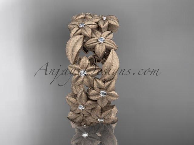 14kt rose gold diamond floral, leaf and vine wedding ring,engagement ring ADLR250 - AnjaysDesigns