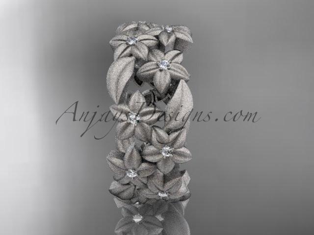 14kt white gold diamond floral, leaf and vine wedding ring,engagement ring ADLR250 - AnjaysDesigns