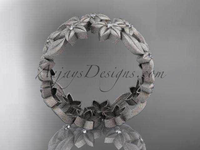 14kt white gold diamond floral, leaf and vine wedding ring,engagement ring ADLR250 - AnjaysDesigns