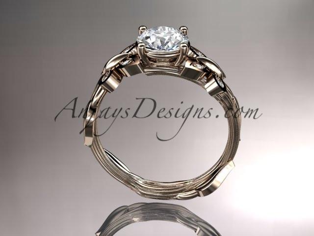 14kt rose gold diamond leaf and vine wedding ring,engagement ring ADLR251 - AnjaysDesigns