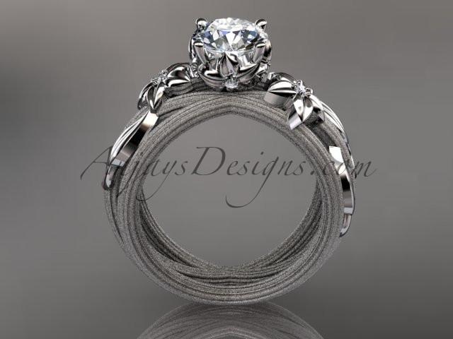 14kt white gold diamond floral, leaf and vine wedding ring, engagement ring ADLR253 - AnjaysDesigns
