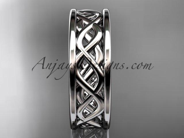 platinum vine wedding band, engagement ring ADLR257G - AnjaysDesigns