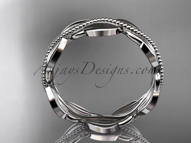 Unique platinum leaf and vine engagement ring, wedding band ADLR258B - AnjaysDesigns