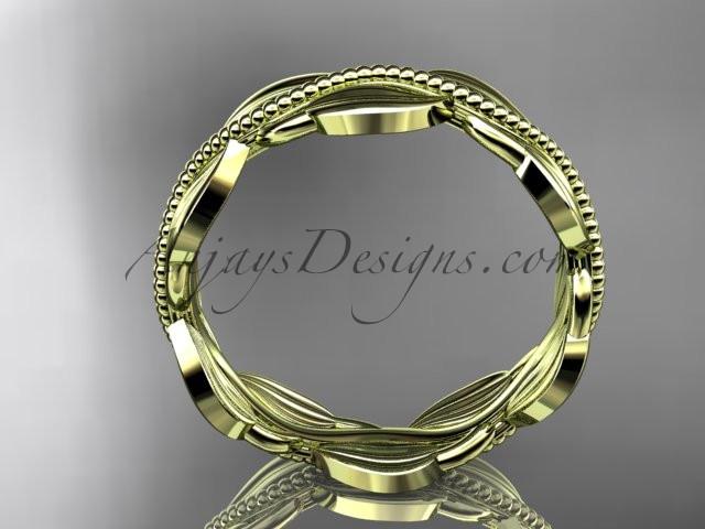 Unique 14k yellow gold leaf and vine engagement ring, wedding band ADLR258B - AnjaysDesigns