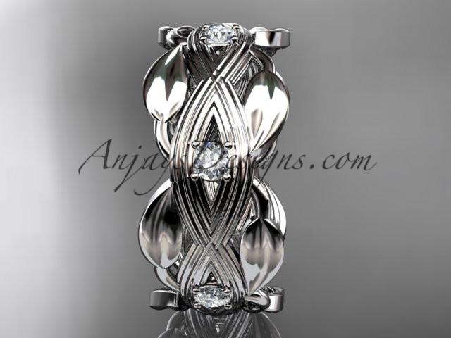 platinum leaf wedding ring, wedding band ADLR259B - AnjaysDesigns