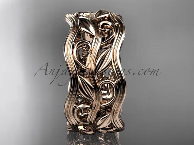 14kt rose gold leaf and vine wedding ring, engagement ring, wedding band ADLR263 - AnjaysDesigns