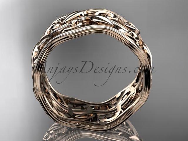 14kt rose gold leaf and vine wedding ring, engagement ring, wedding band ADLR263 - AnjaysDesigns