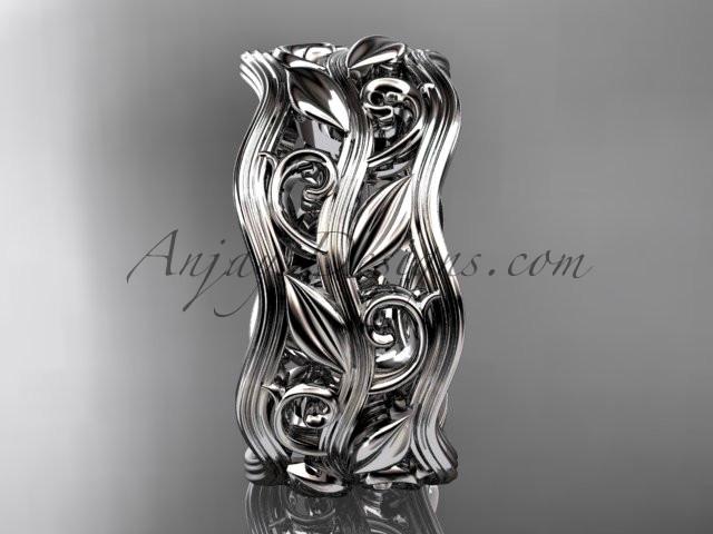 Platinum leaf and vine wedding ring,engagement ring, wedding band ADLR263 - AnjaysDesigns