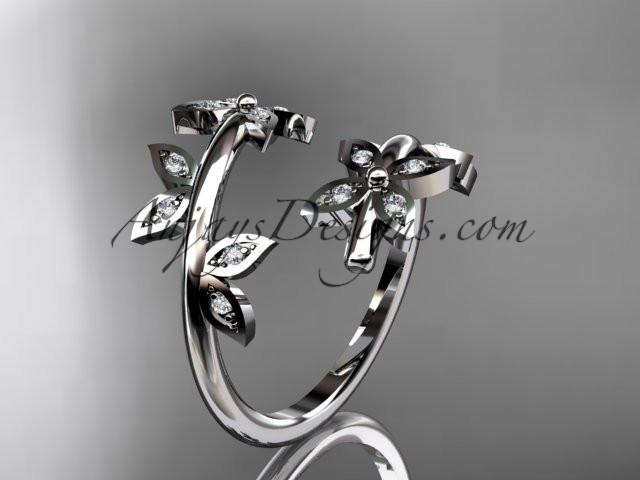 Platinum diamond leaf and vine wedding ring,engagement ring,wedding band ADLR27 - AnjaysDesigns