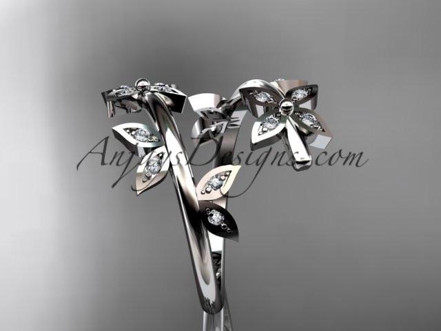 Platinum diamond leaf and vine wedding ring,engagement ring,wedding band ADLR27 - AnjaysDesigns