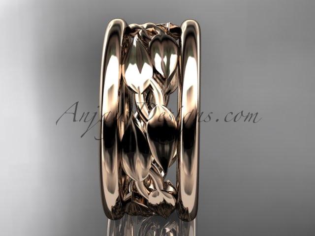 14kt rose gold leaf and vine wedding ring,engagement ring,wedding band ADLR293 - AnjaysDesigns