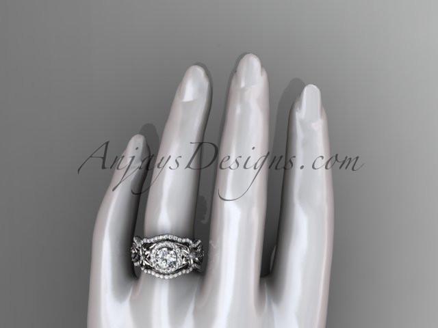 Platinum diamond unique engagement set, wedding set, ADLR300 - AnjaysDesigns