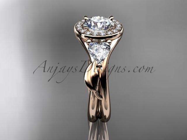 14kt rose gold diamond unique engagement ring, wedding ring ADLR314 - AnjaysDesigns