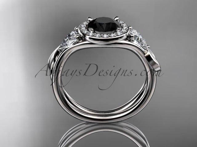 14kt white gold diamond unique engagement ring, wedding ring  with a Black Diamond center stone ADLR314 - AnjaysDesigns