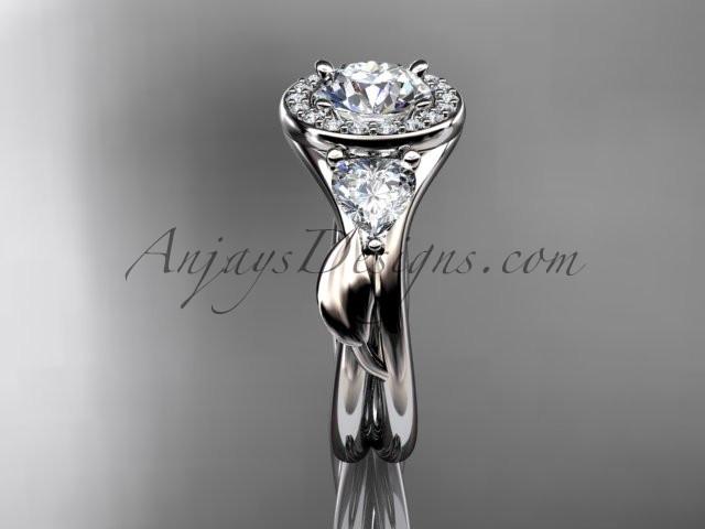 Platinum diamond unique engagement ring, wedding ring with a "Forever One" Moissanite center stone ADLR314 - AnjaysDesigns