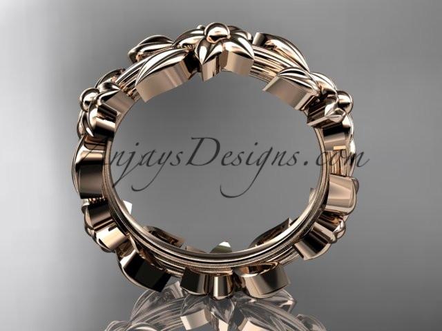 14kt rose gold leaf wedding ring, engagement ring, wedding band ADLR316G - AnjaysDesigns