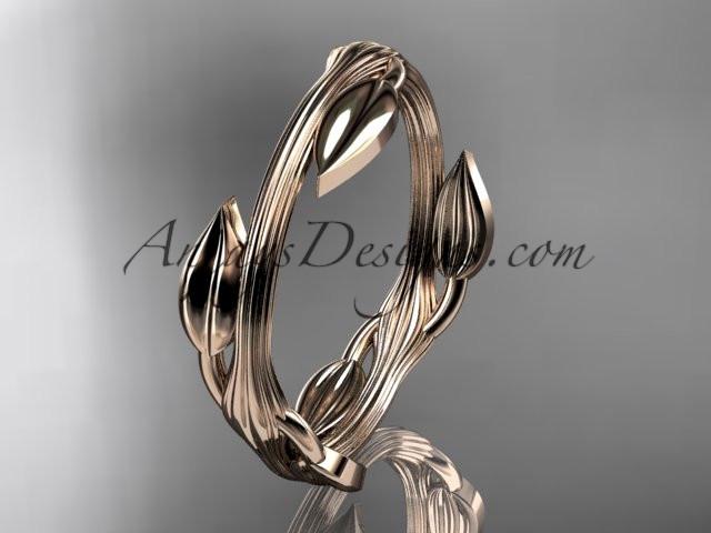 14kt rose gold leaf and vine wedding ring, engagement ring ADLR31A - AnjaysDesigns