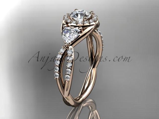 14kt rose gold diamond engagement ring, wedding band ADLR321 - AnjaysDesigns