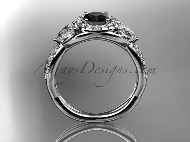 14kt white gold diamond engagement ring, wedding band with a Black Diamond center stone ADLR321 - AnjaysDesigns