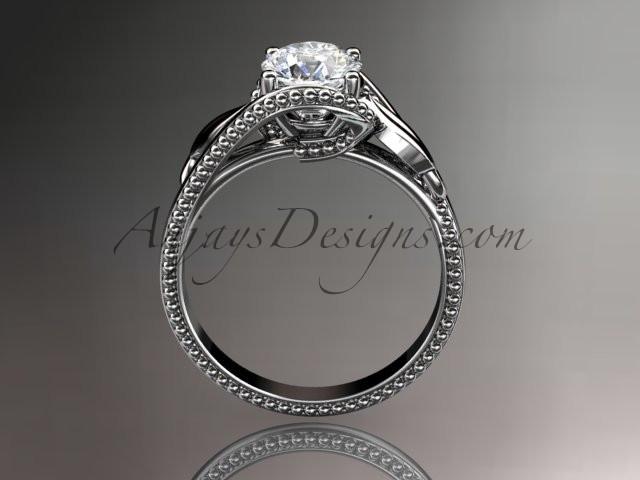 Unique platinum engagement ring with a "Forever One" Moissanite center stone ADLR322 - AnjaysDesigns