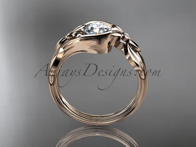 Unique 14kt rose gold diamond floral engagement ring ADLR324 - AnjaysDesigns