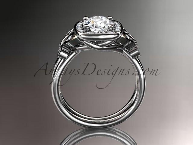 14kt white gold diamond unique butterfly engagement ring, wedding ring with a "Forever One" Moissanite center stone ADLR330 - AnjaysDesigns