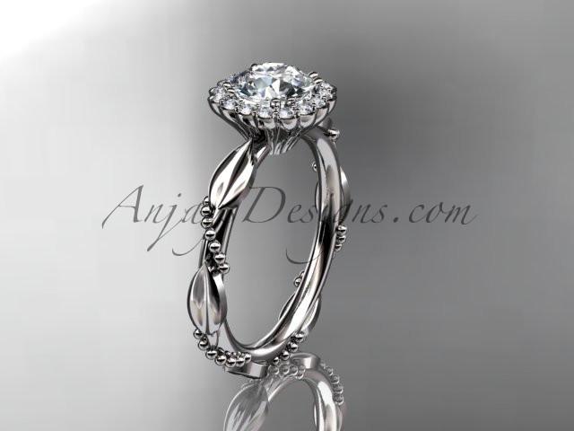 Platinum diamond leaf and vine wedding ring, engagement ring ADLR337 - AnjaysDesigns