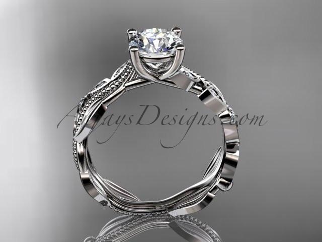 14kt white gold diamond leaf and vine wedding ring, engagement ring, wedding band ADLR342 - AnjaysDesigns