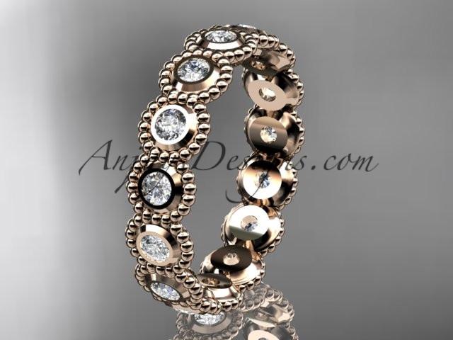 14k rose gold white sapphire flower wedding ring, engagement ring, wedding band ADLR345 - AnjaysDesigns