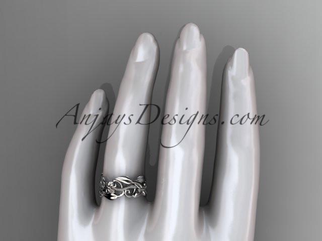 platinum leaf and vine, butterfly wedding ring,wedding band ADLR346G - AnjaysDesigns