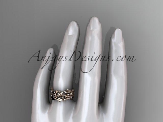 14kt rose gold leaf and vine, butterfly wedding ring,wedding band ADLR346B - AnjaysDesigns