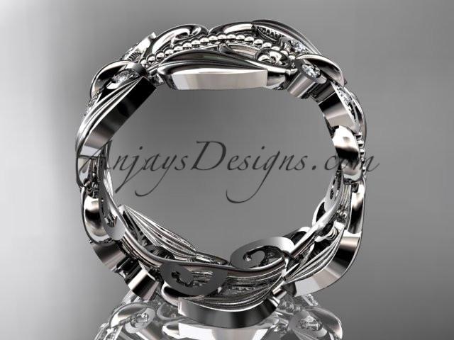 platinum leaf and vine, butterfly wedding ring,wedding band ADLR346B - AnjaysDesigns