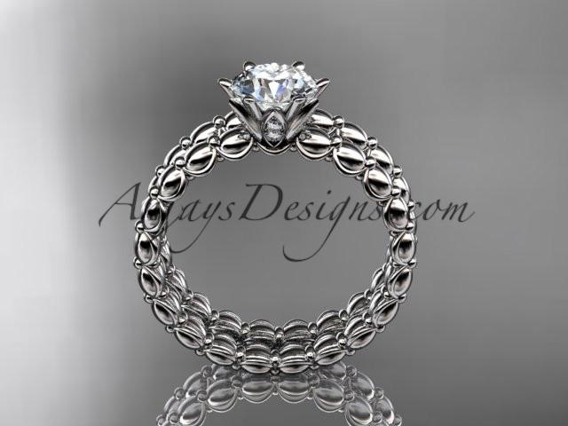 platinum diamond wedding ring, engagement set with a "Forever One" Moissanite ADLR34S - AnjaysDesigns
