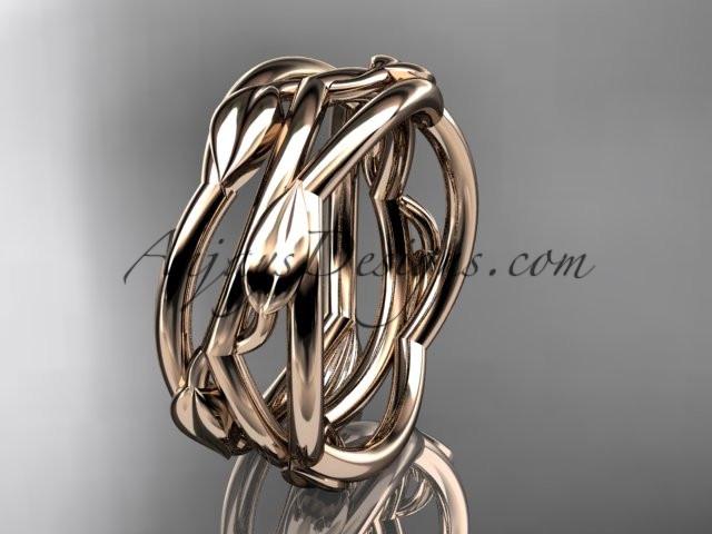 14kt rose gold leaf and vine wedding ring,wedding band ADLR350G - AnjaysDesigns