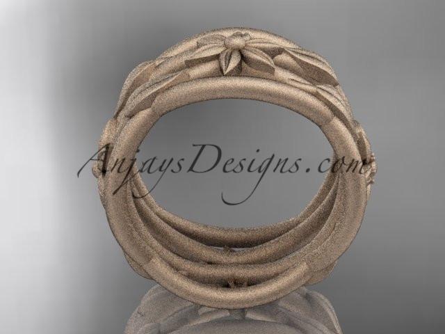 14kt rose gold matte finish leaf and vine, flower wedding ring,wedding band ADLR352G - AnjaysDesigns