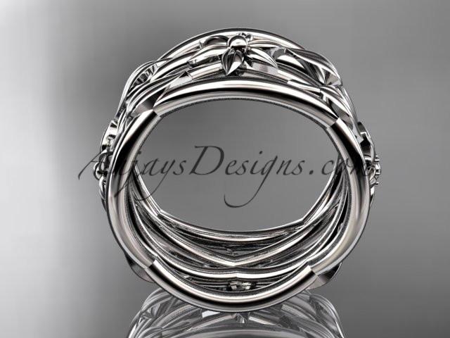 platinum leaf and vine, flower wedding ring,wedding band ADLR352G - AnjaysDesigns
