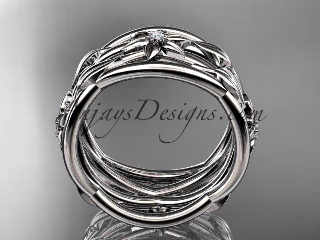 platinum leaf and vine, flower wedding ring,wedding band ADLR352B - AnjaysDesigns