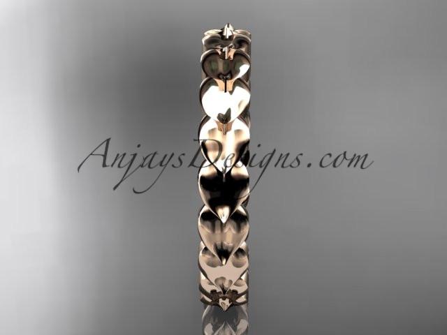 14kt rose gold diamond leaf wedding ring, engagement ring, wedding band. ADLR35B - AnjaysDesigns