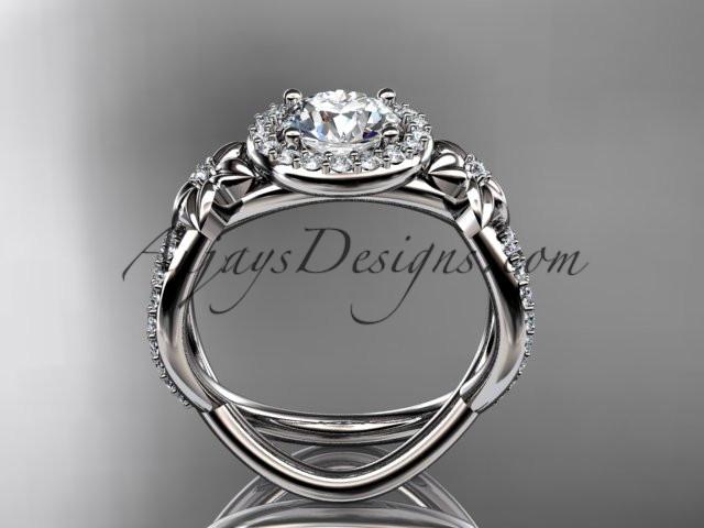 platinum leaf and flower diamond unique engagement ring, wedding ring ADLR374 - AnjaysDesigns